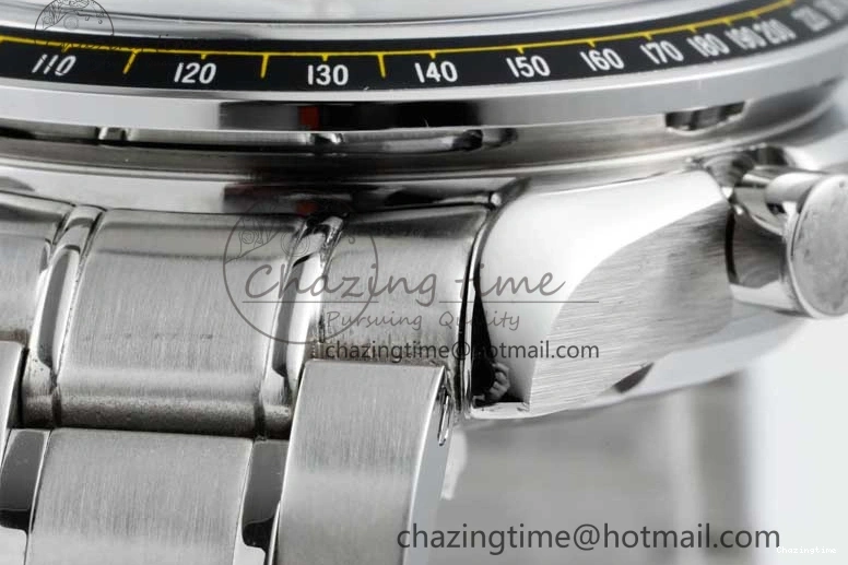 0403 Speedmaster Racing Master SS HKF Best Edition Black White Dial on SS Bracelet A Upgraded 7807